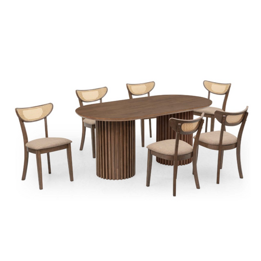 Muji Dining Table + Sapporo Rattan Chair (1+6)